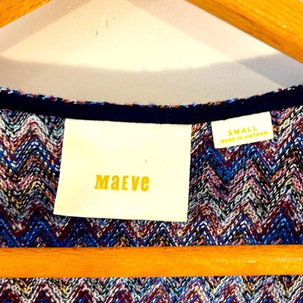 Anthropologie Maeve Westwater Chevron Knit Flowy Dress Sleeveless Blue Purple - Picture 4 of 10